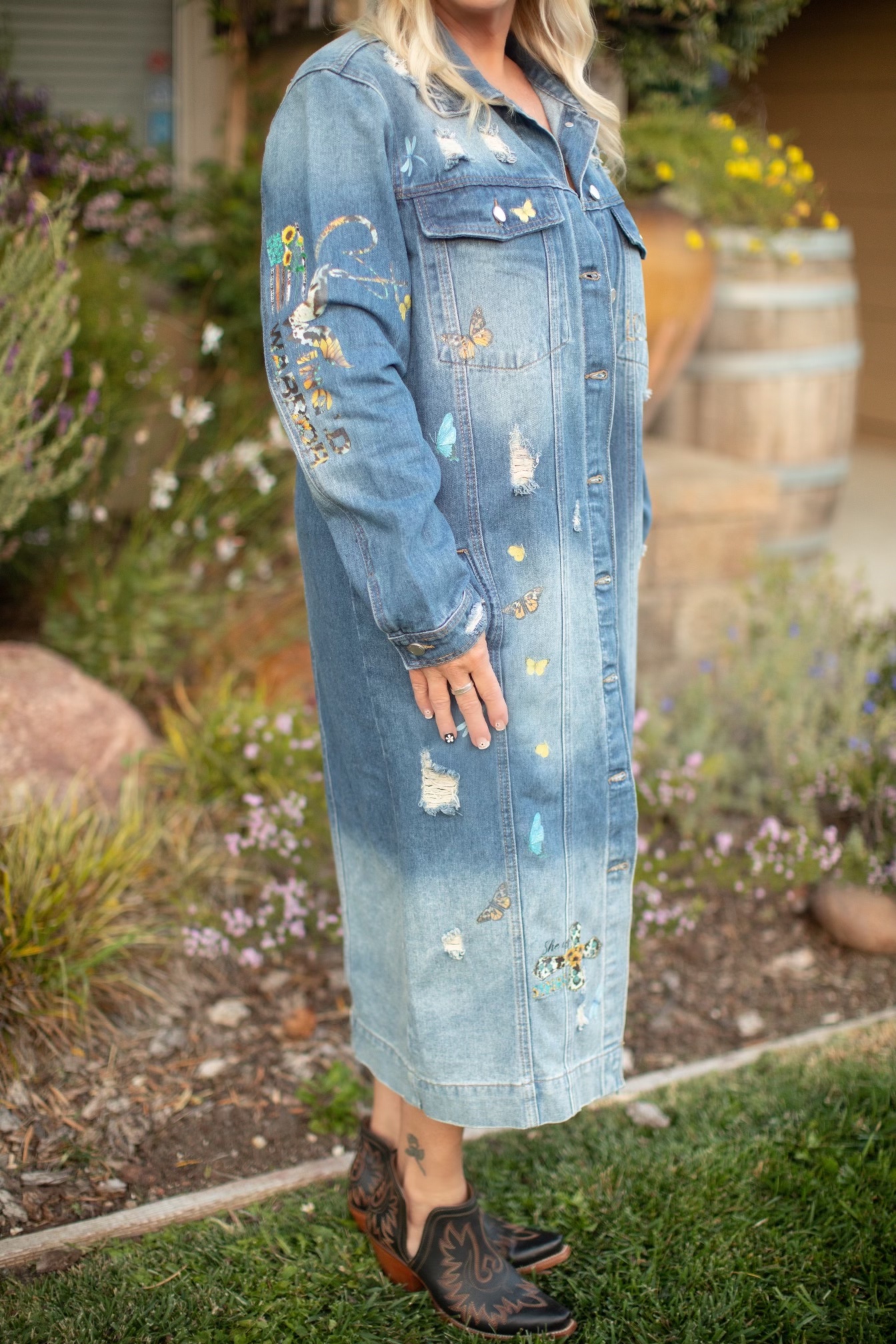 Blue denim duster