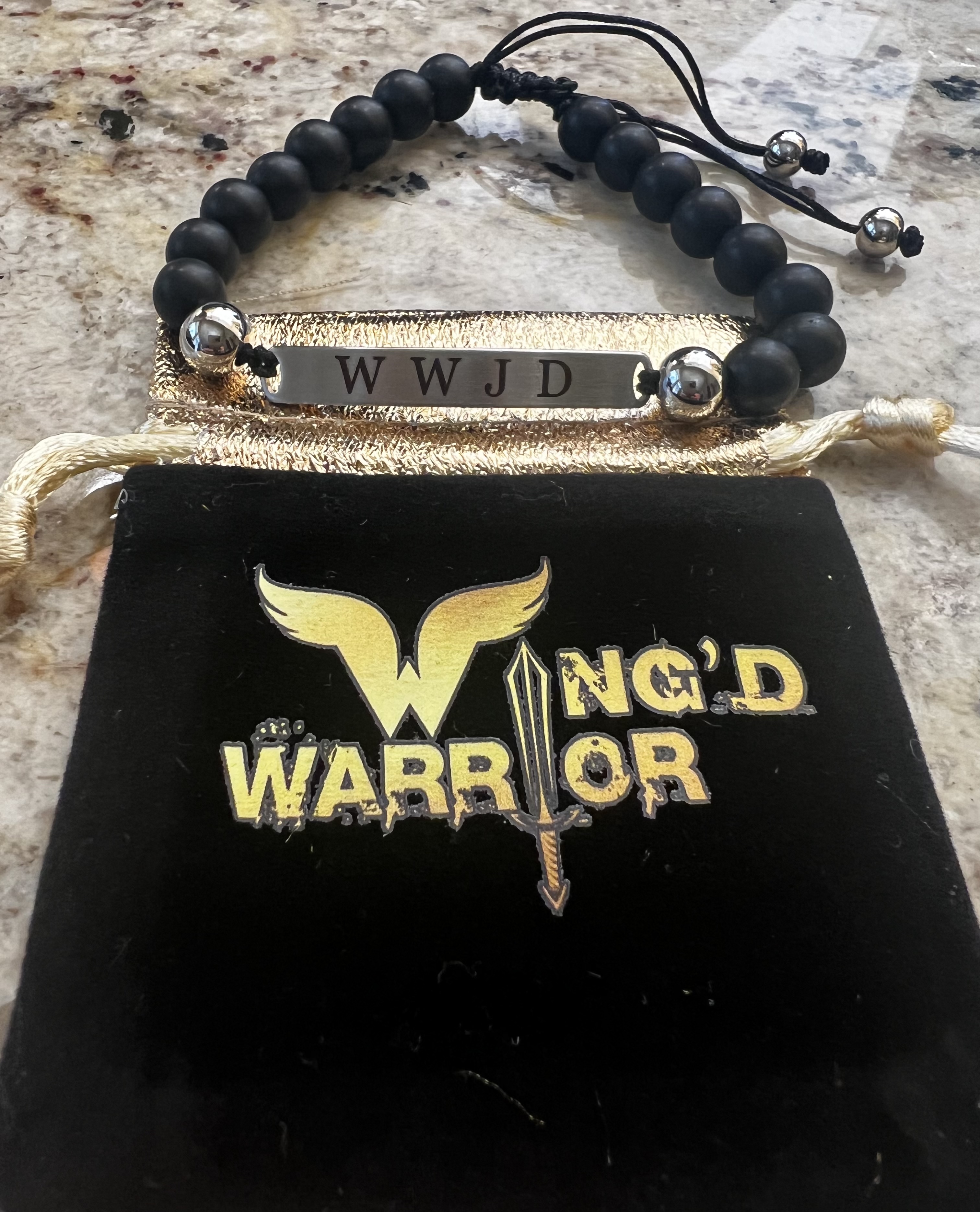 WWJD Black Onyx Bracelet