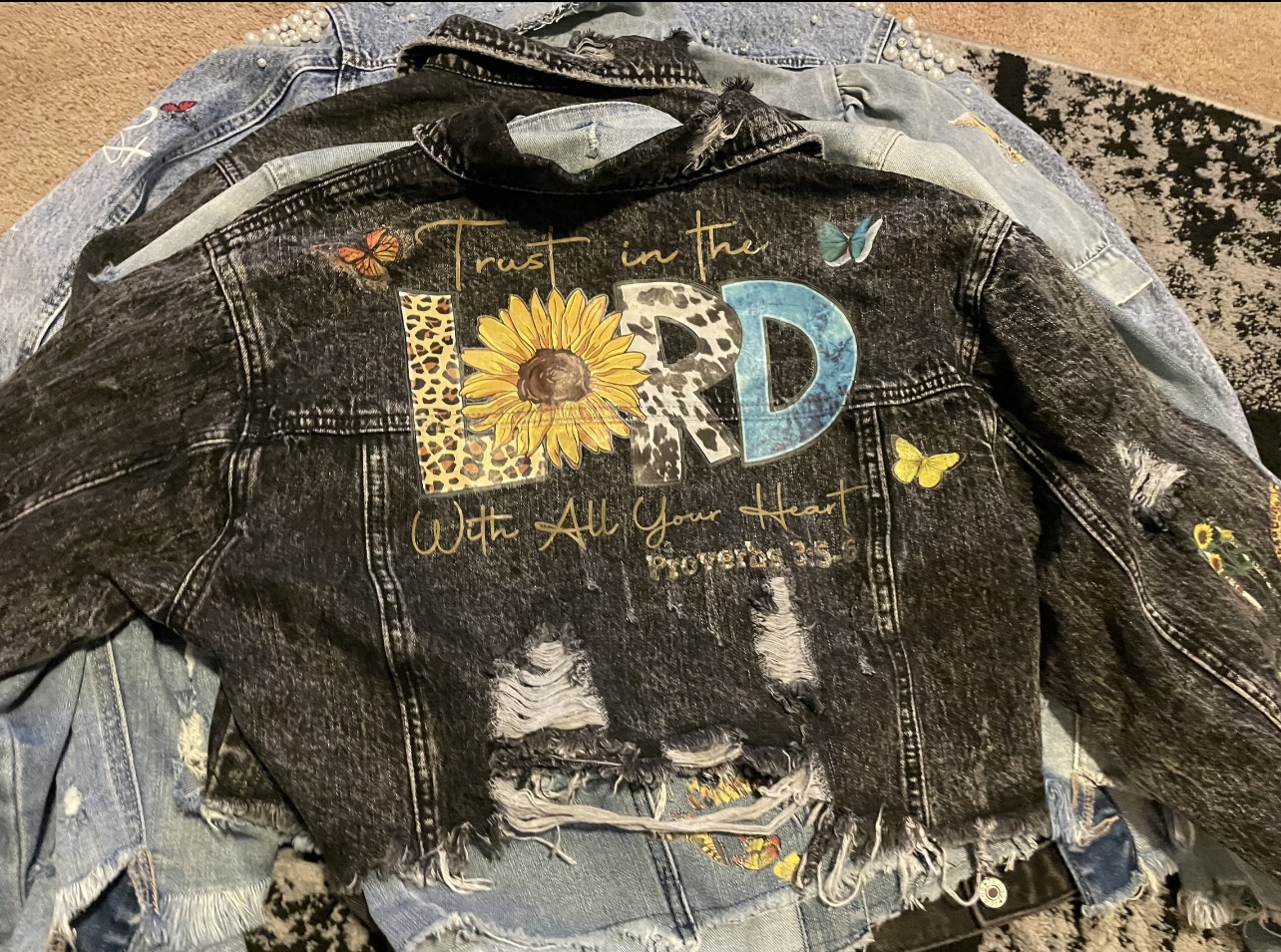 short black distressed denim jacket