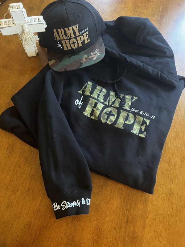 ARMY OF HOPE Unisex BLACK Hoodie with Green Camo