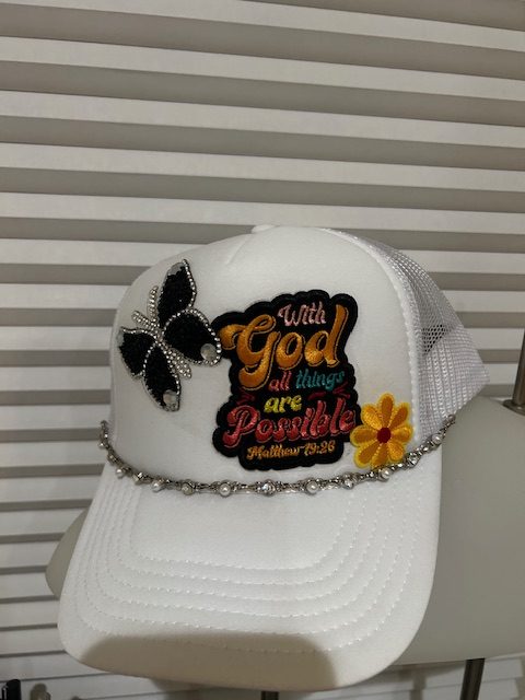 With God OTTO Hat White with Butterfly