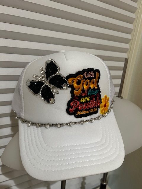 With God OTTO Hat White with Butterfly