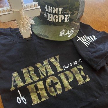 ARMY OF HOPE Unisex Black Crewneck T-shirt Green Camo