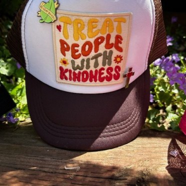 Treat People with Kindness Kids’ Patch Trucker Hat with Patch and Pins