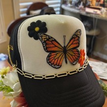 Butterfly OTTO Hat Black and White with Flower