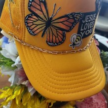Jesus Loves You Hat Gold with Butterfly
