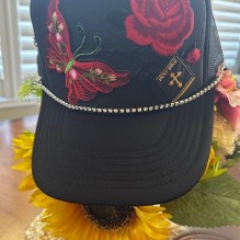 Rose and Butterfly OTTO Hat Black