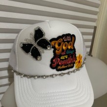 With God OTTO Hat White with Butterfly